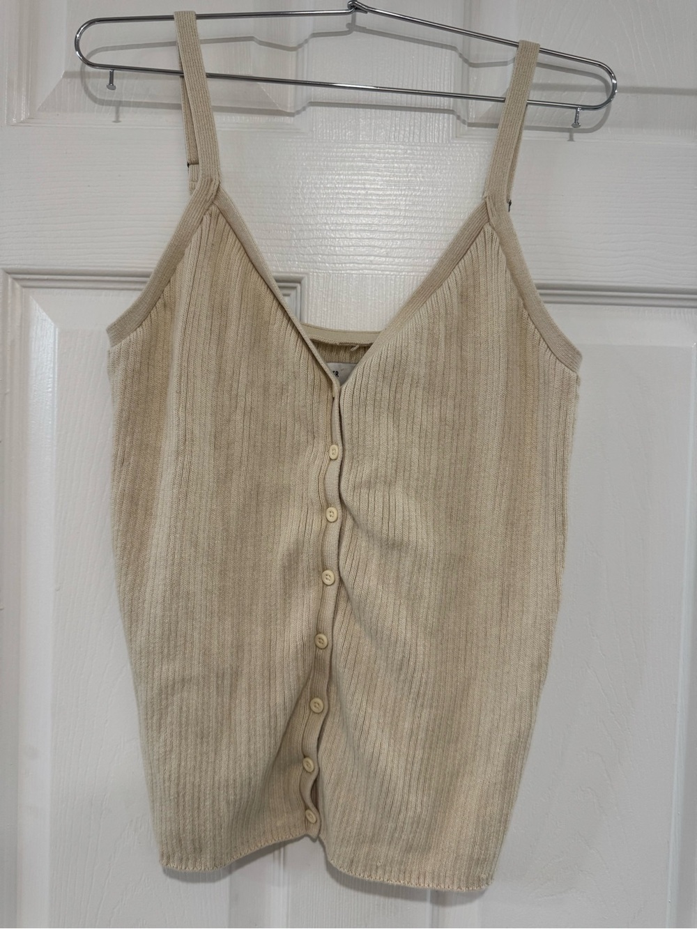 Hollister Beige Ribbed Button Front Sweater Tank Top L